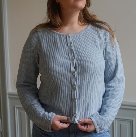 Djerf Avenue Amorini Cardigan Blue! Size M. Worn twice! - Picture 4 of 9